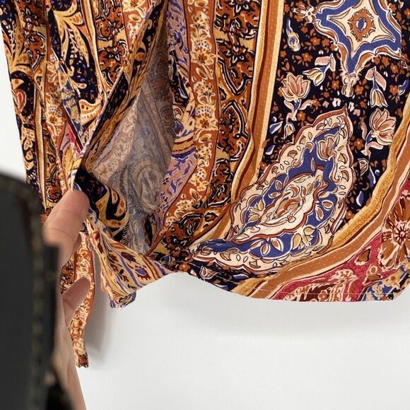 Rachel Zoe Boho Cropped Wrap Top Collared Multi XS New - Picture 5 of 12